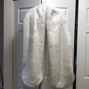 White faux fur wrap/ shall.